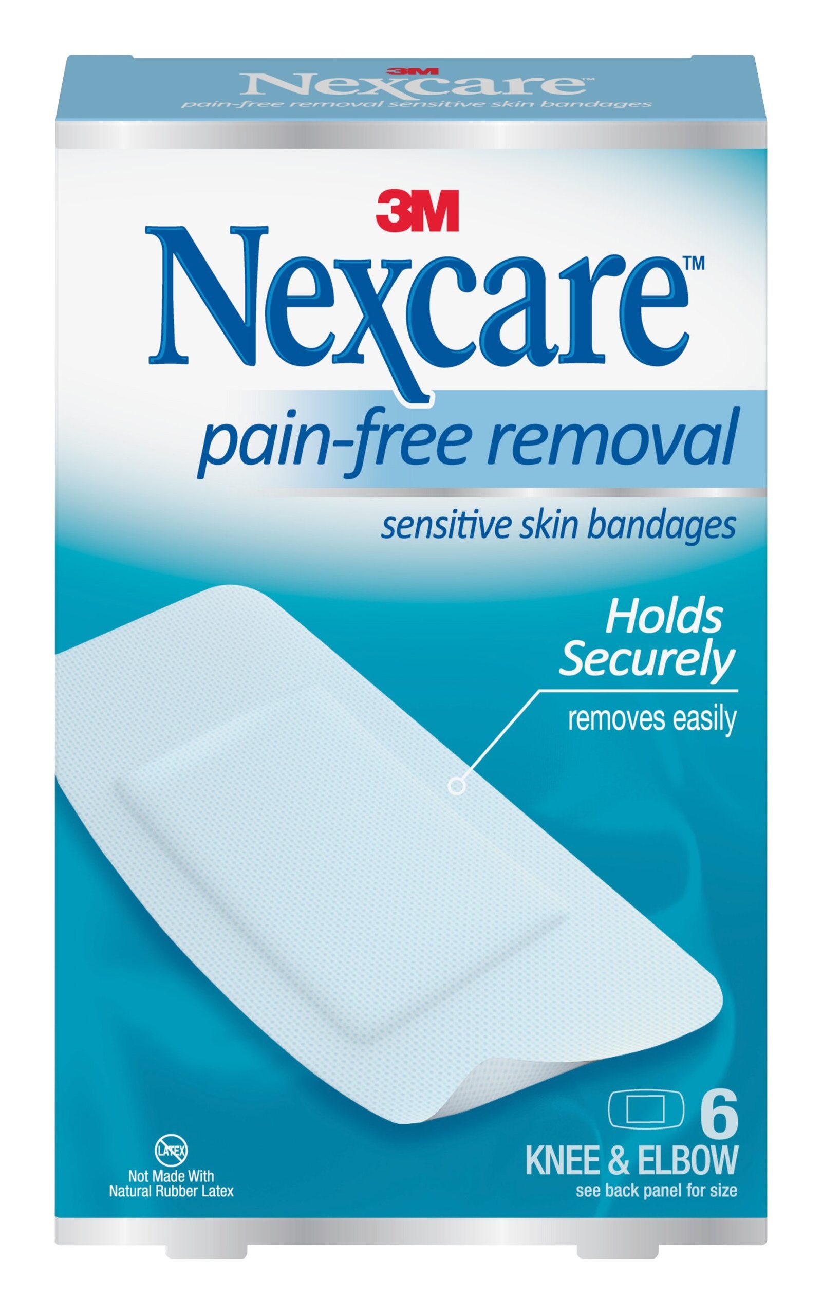 Nexcare™ Sensitive Skin Knee / Elbow White Adhesive Strip, 1-1/8 x 5 - 15/16 Inch / 2-1/4 x 10 - 7/8 Inch / 3 x 5-7/8 Inch