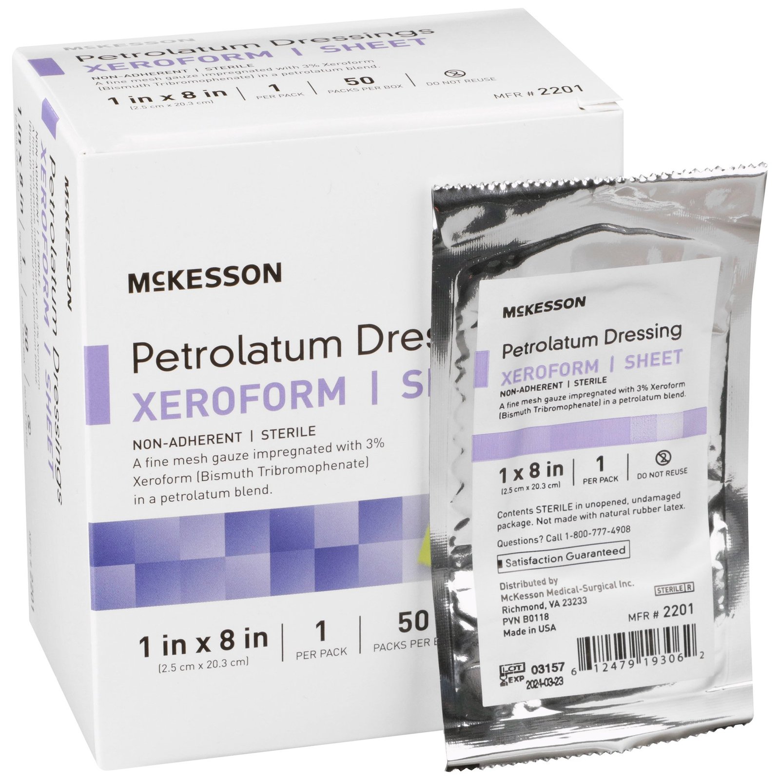 McKesson Xeroform Petrolatum Impregnated Dressing, 1 x 8 Inch