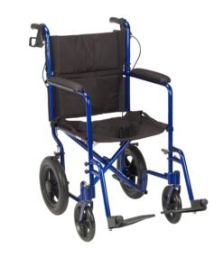 drive™ Expedition Lightweight Transport Wheelchair, Black with Blue Finish