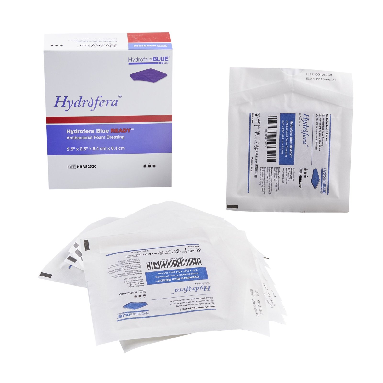 Hydrofera Blue Ready™ Nonadhesive without Border Antibacterial Foam Dressing, 2½ x 2½ Inch