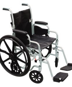 drive™ Poly-Fly High Strength Lightweight Wheelchair / Flyweight Transport Chair, Black with Silver Finish