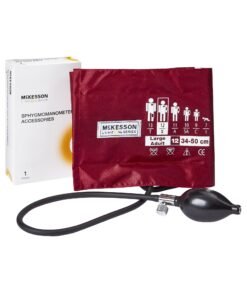 McKesson LUMEON Blood Pressure Cuff and Bulb, Nylon Cuff, Large Cuff, Burgundy, 34 - 50 cm, Arm, Adult