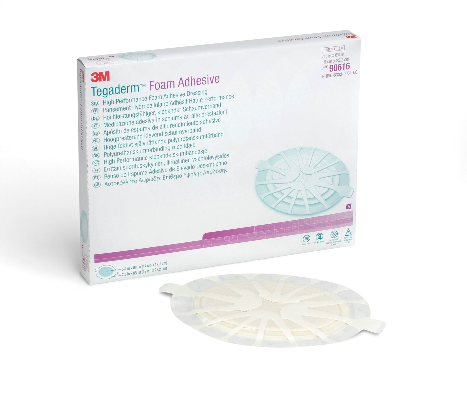 3M™ Tegaderm™ High Performance Adhesive with Border Foam Dressing, 7½ x 8¾ Inch Oval