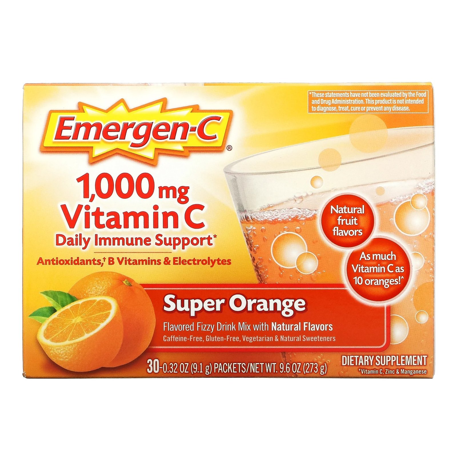 Emergen-C® Super Orange Oral Supplement, 0.3 oz. Packet