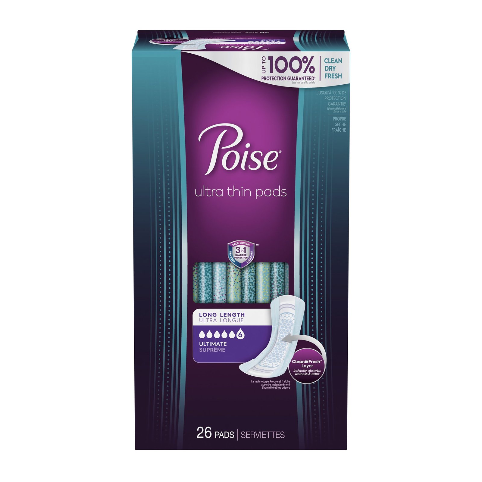 Poise® Fresh Protection™ Ultra Thin Pads, Ultimate Long